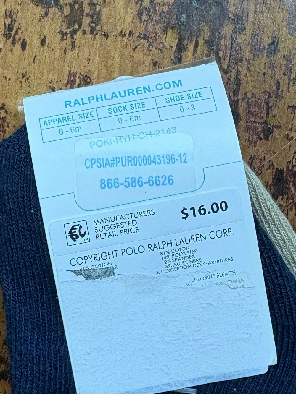 Ralph Lauren socks, size 0-6 months